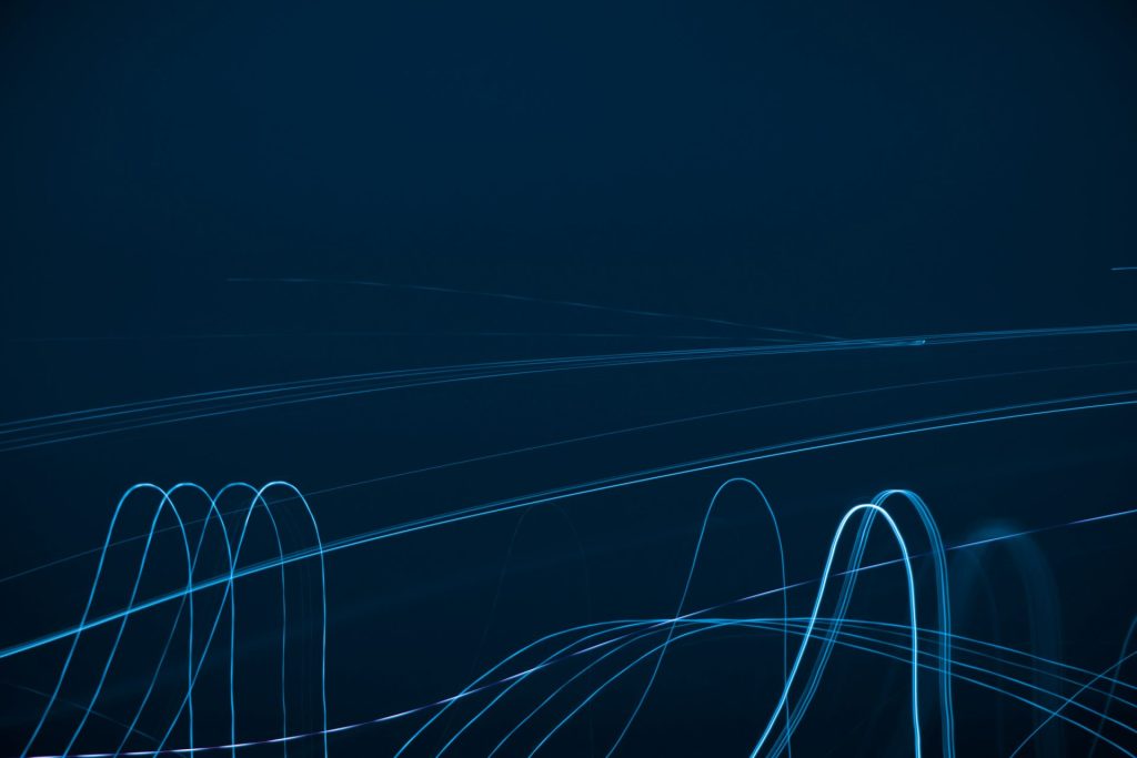 a dark blue background with white lines